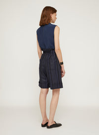 Wool striped drape jumpsuit - Work Blue