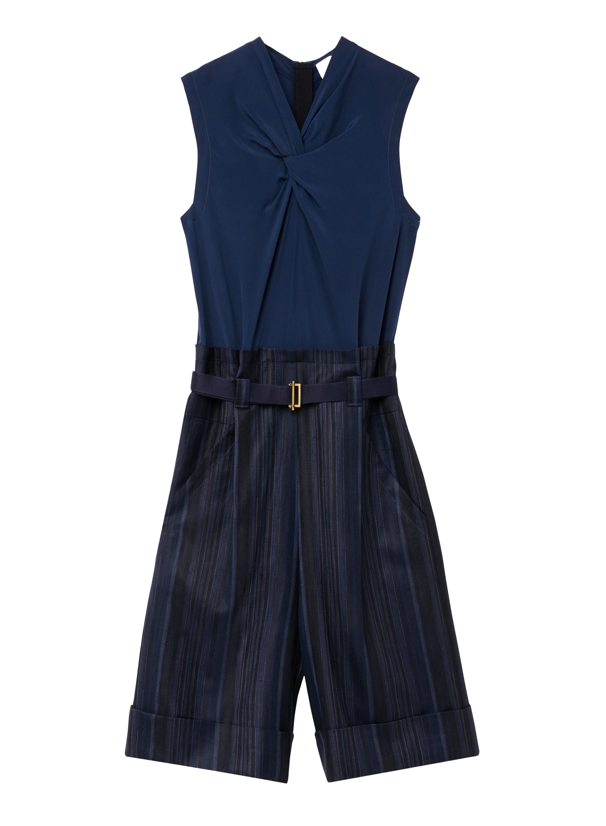 Wool striped drape jumpsuit - Work Blue