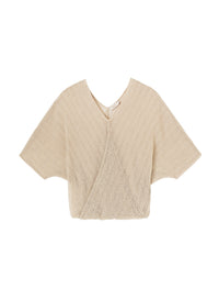 Sand_1QTY // Pull cache-cœur à maille ajourée en lin - Sand