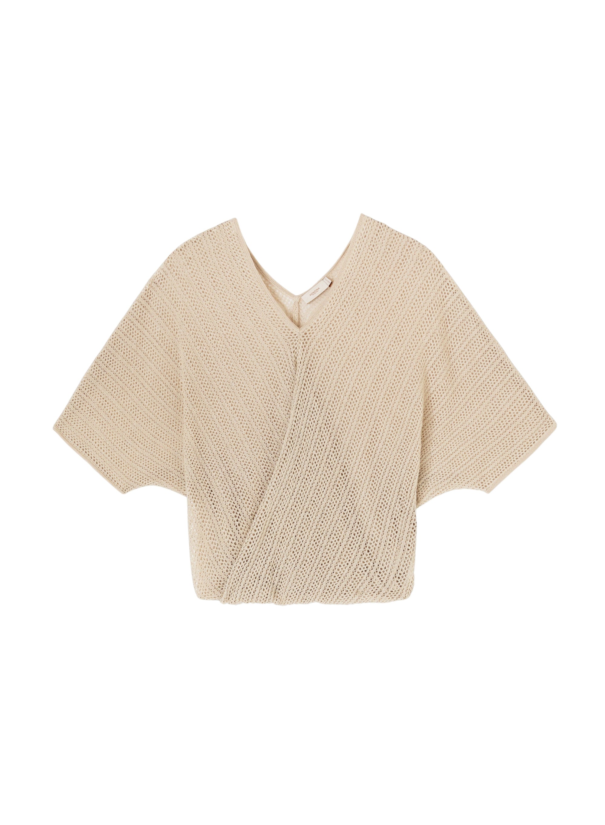 Sand_1QTY // Pull cache-cœur à maille ajourée en lin - Sand