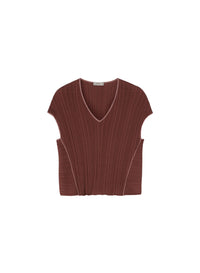 Siena_2QTY // Top contrastant et maille côtelée en soie - Siena