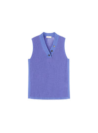 Pervinca_4QTY // Pull sans manche côtelé à col V en laine - Pervinca