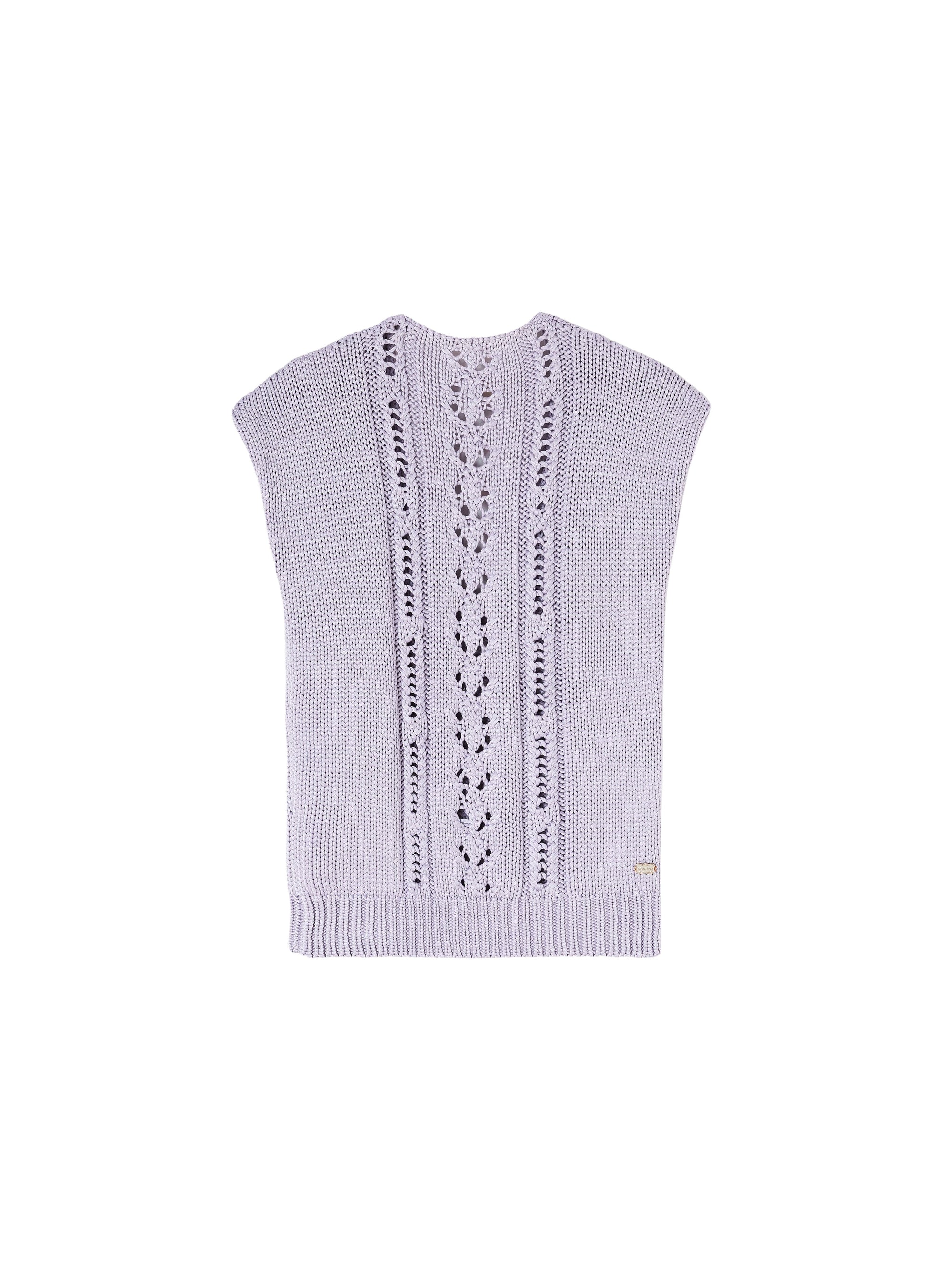 Malva_6QTY // Pull sans manches à motifs ajourés en soie - Malva