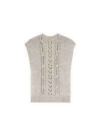 Stone_1QTY // Pull sans manches à motifs ajourés en soie - Stone