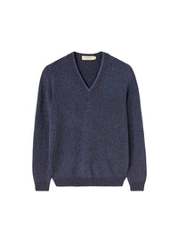 Eclipse_1QTY // Pull col V à effet chiné en soie mélangée - Eclipse