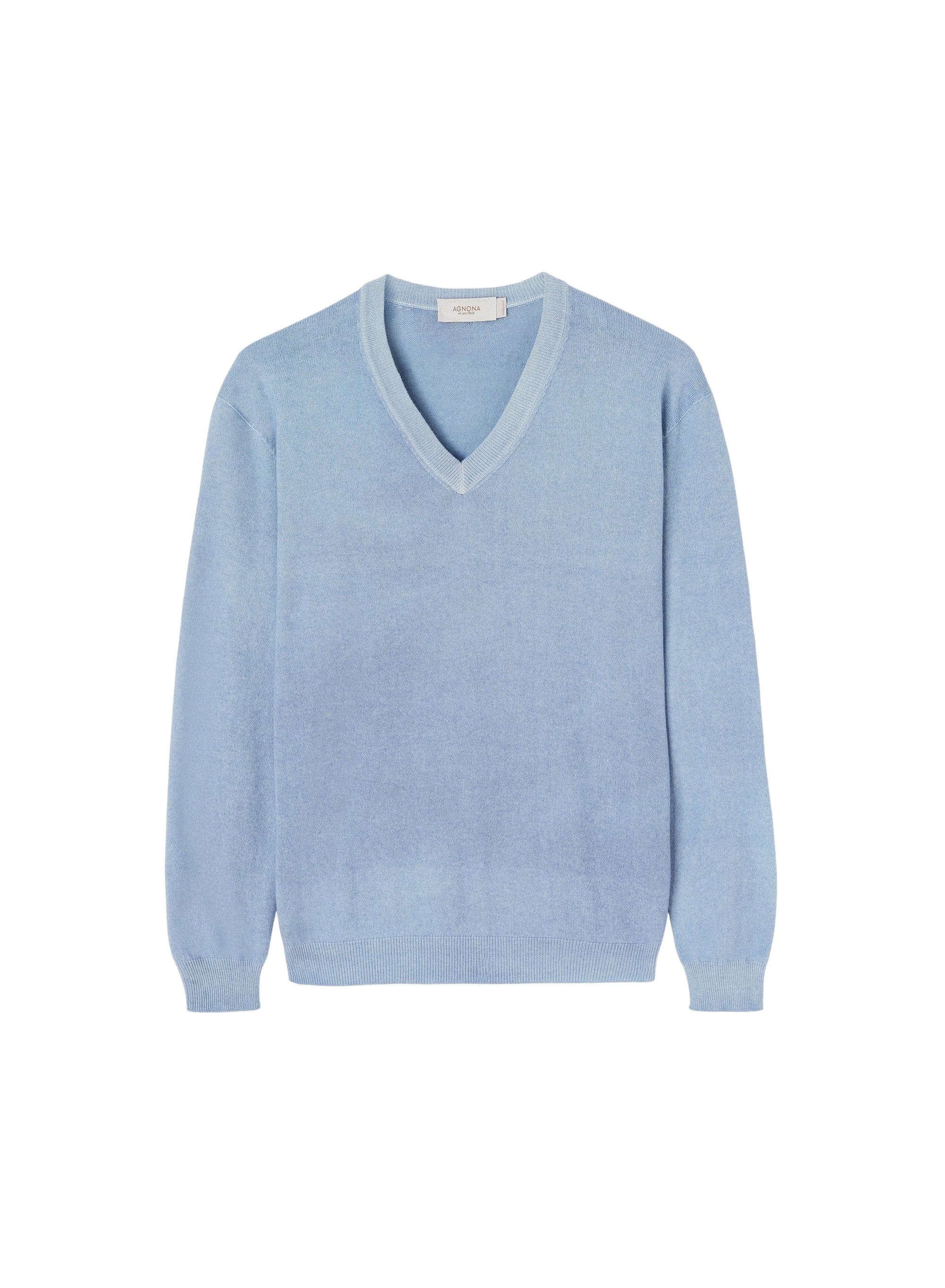 Celeste_1QTY // Pull col V et finitions côtelées en soie - Celeste
