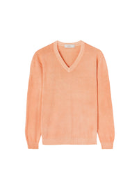 Antique_3QTY // Pull col V et finitions côtelées en soie - Antique