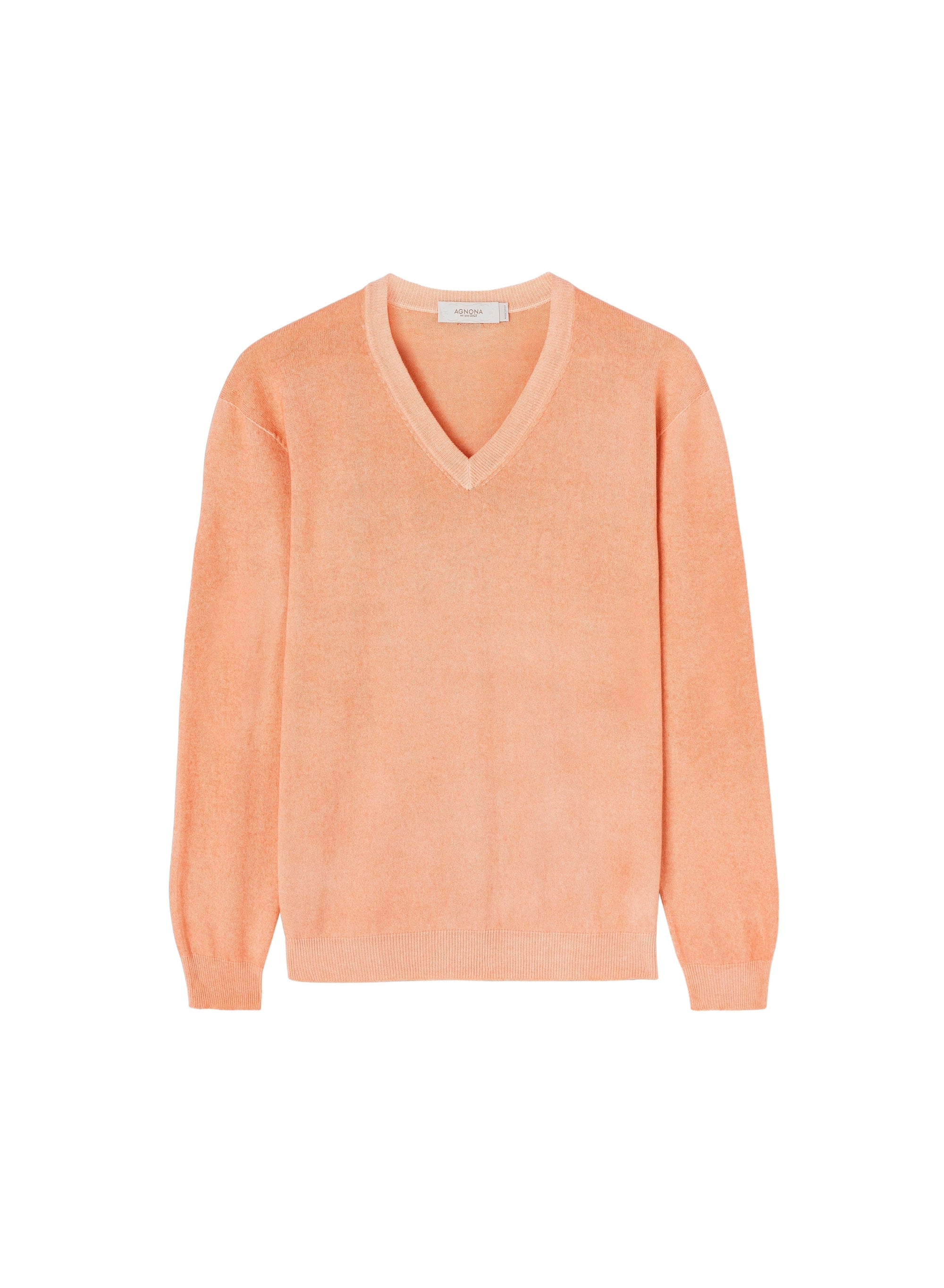 Antique_3QTY // Pull col V et finitions côtelées en soie - Antique