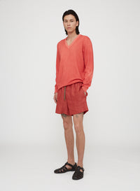 Sunset_1QTY // Pull col V et finitions côtelées en soie - Sunset