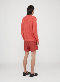 V-neck silk ribbed jumper - Stone
