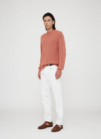Coral_4QTY // Pull à côtes alternées en laine - Coral