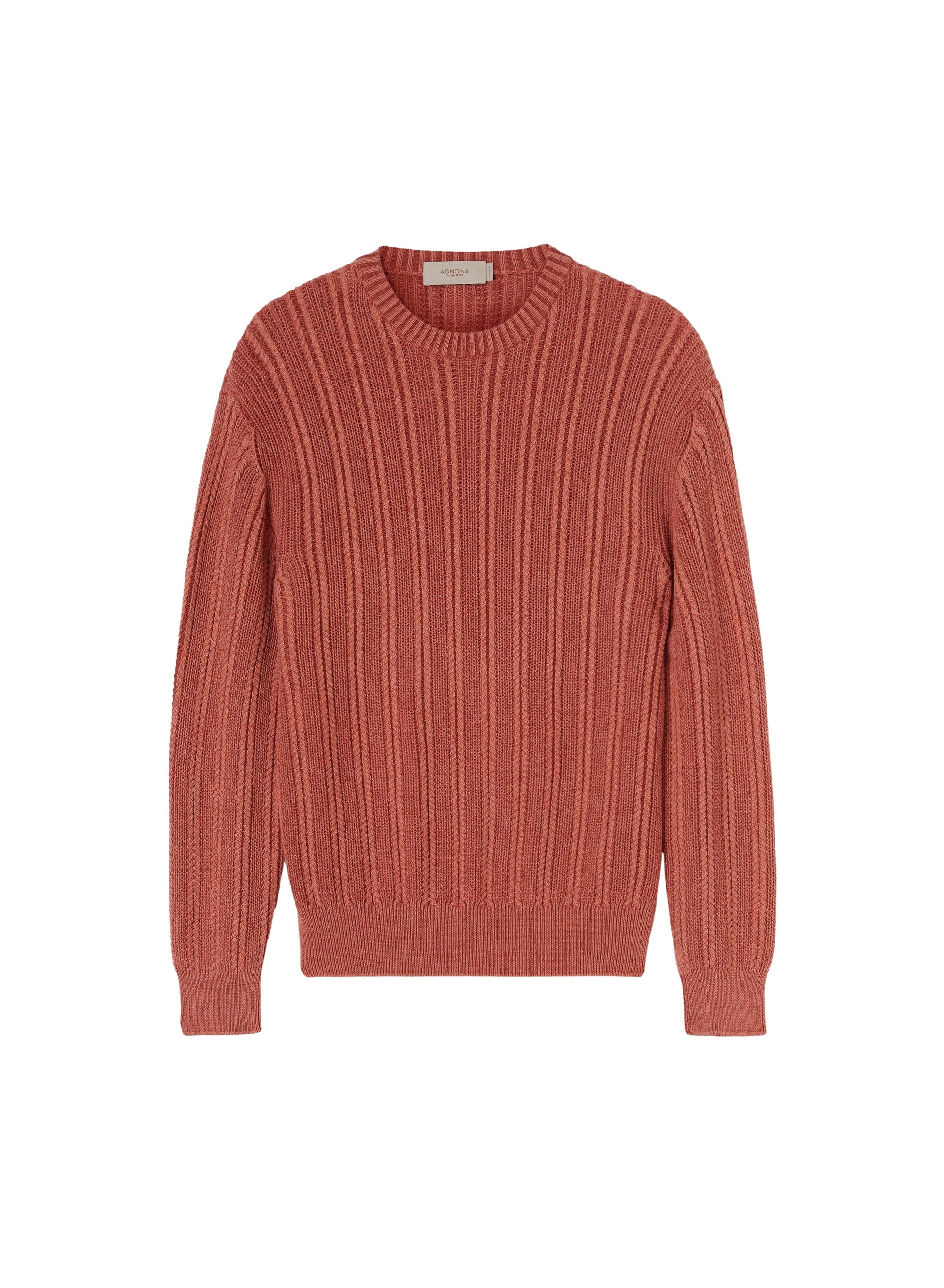 Coral_4QTY // Pull à côtes alternées en laine - Coral