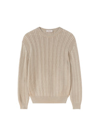 Stone_2QTY // Pull à côtes alternées en laine - Stone