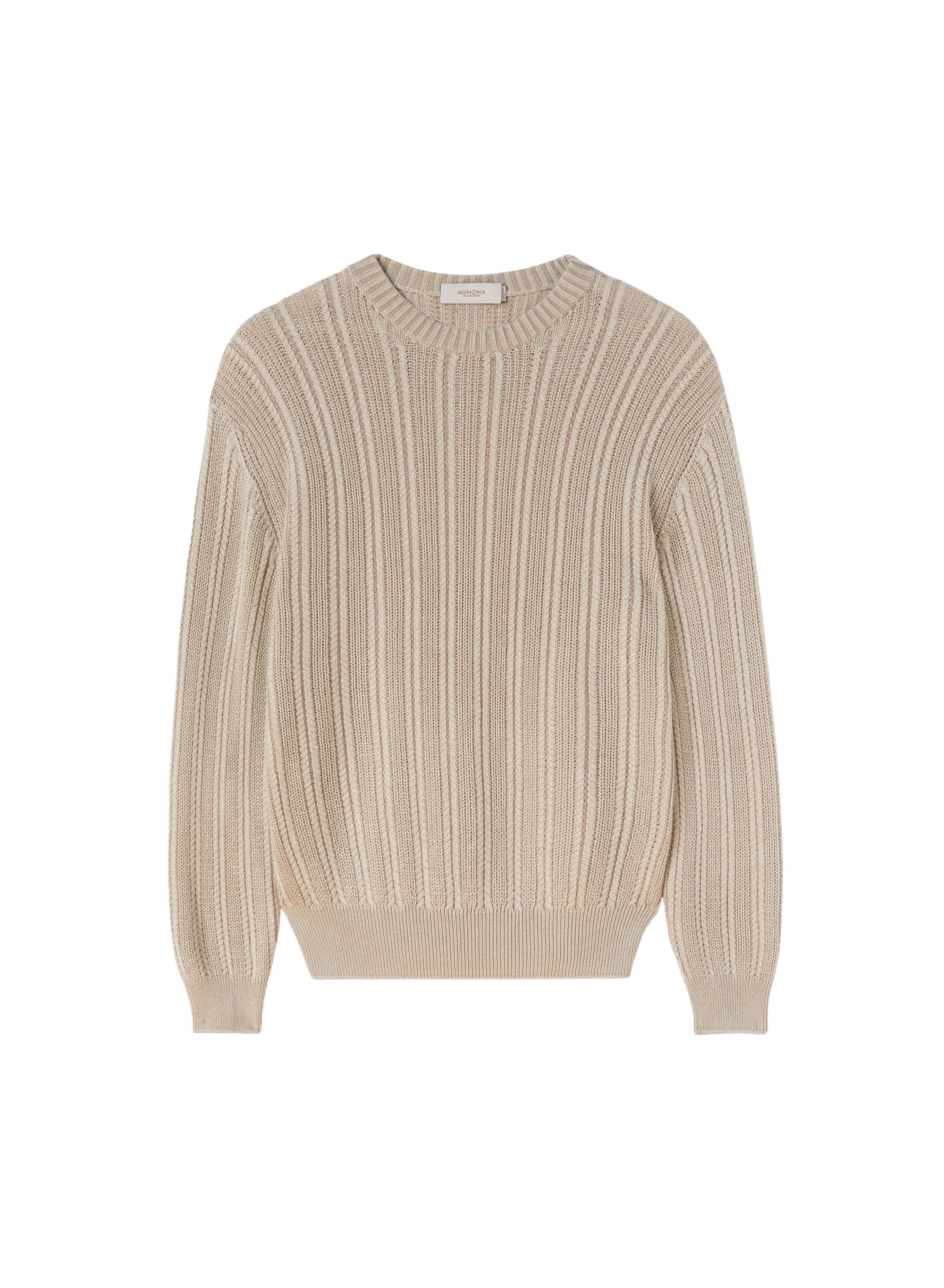 Stone_2QTY // Pull à côtes alternées en laine - Stone