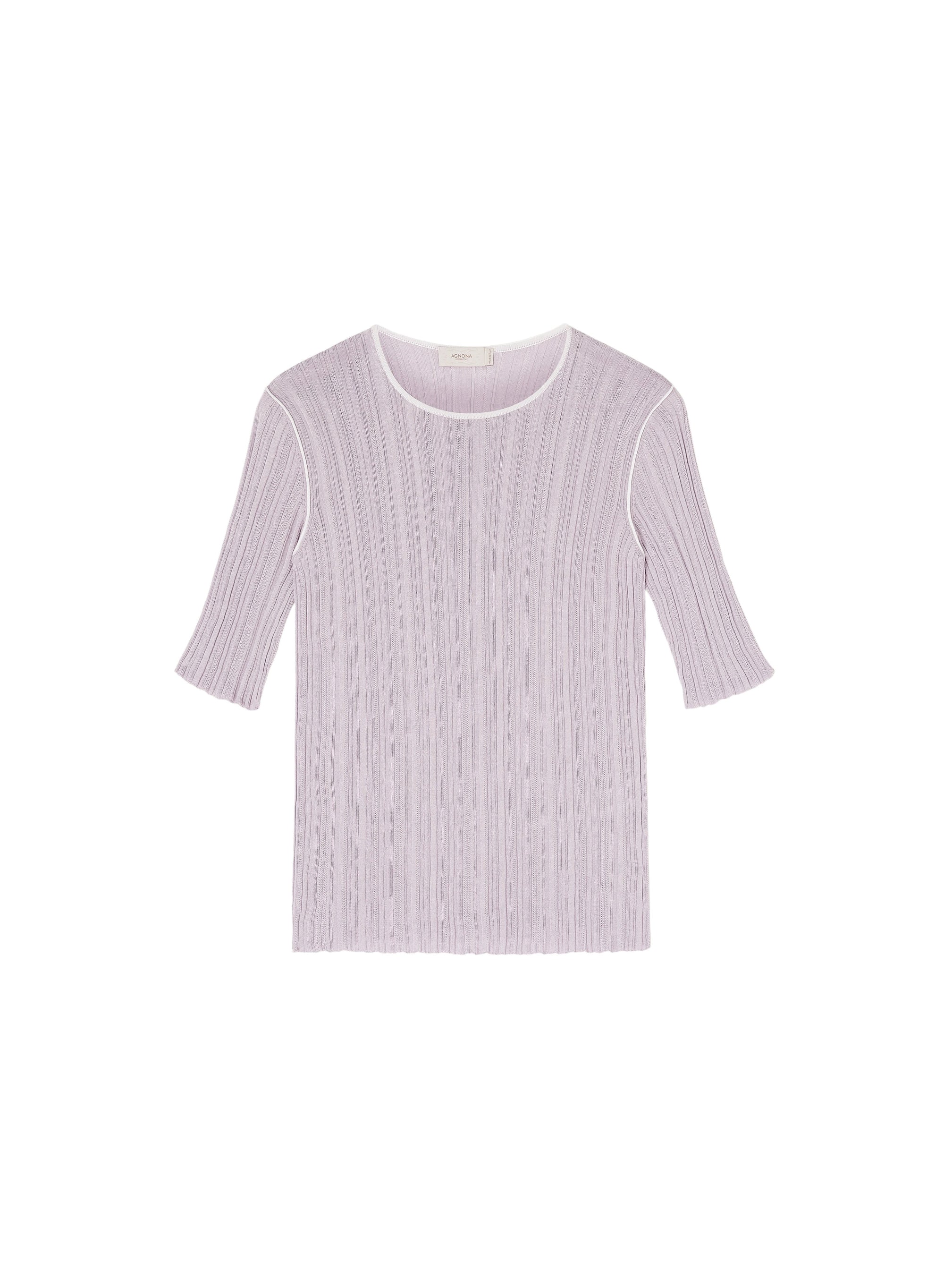 Malva_2QTY // Pull côtelé à manches courtes en soie - Malva