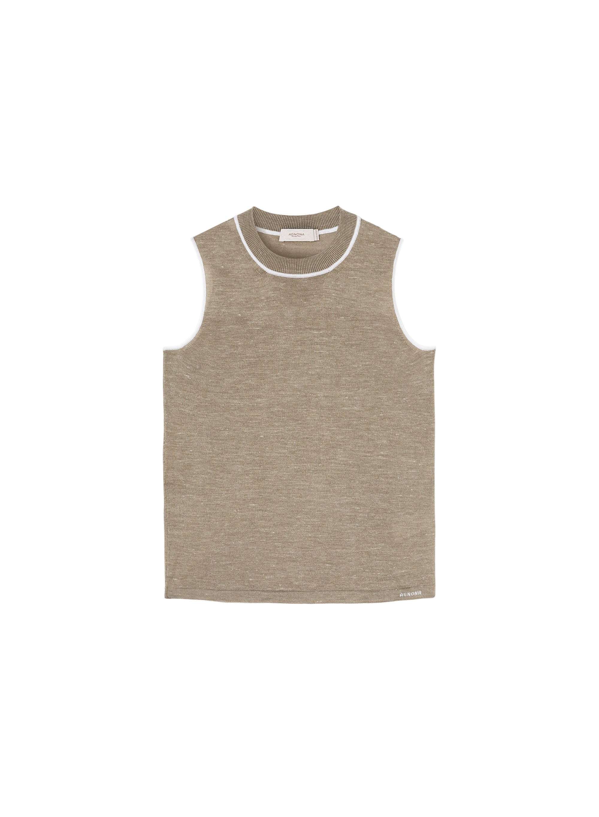 Linen_2QTY // Pull sans manches à rayures en laine et soie - Linen