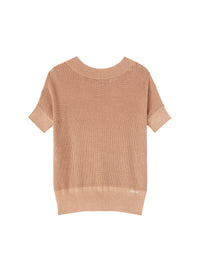 Antique_2QTY // Pull côtelé à manches courtes en laine et soie - Antique