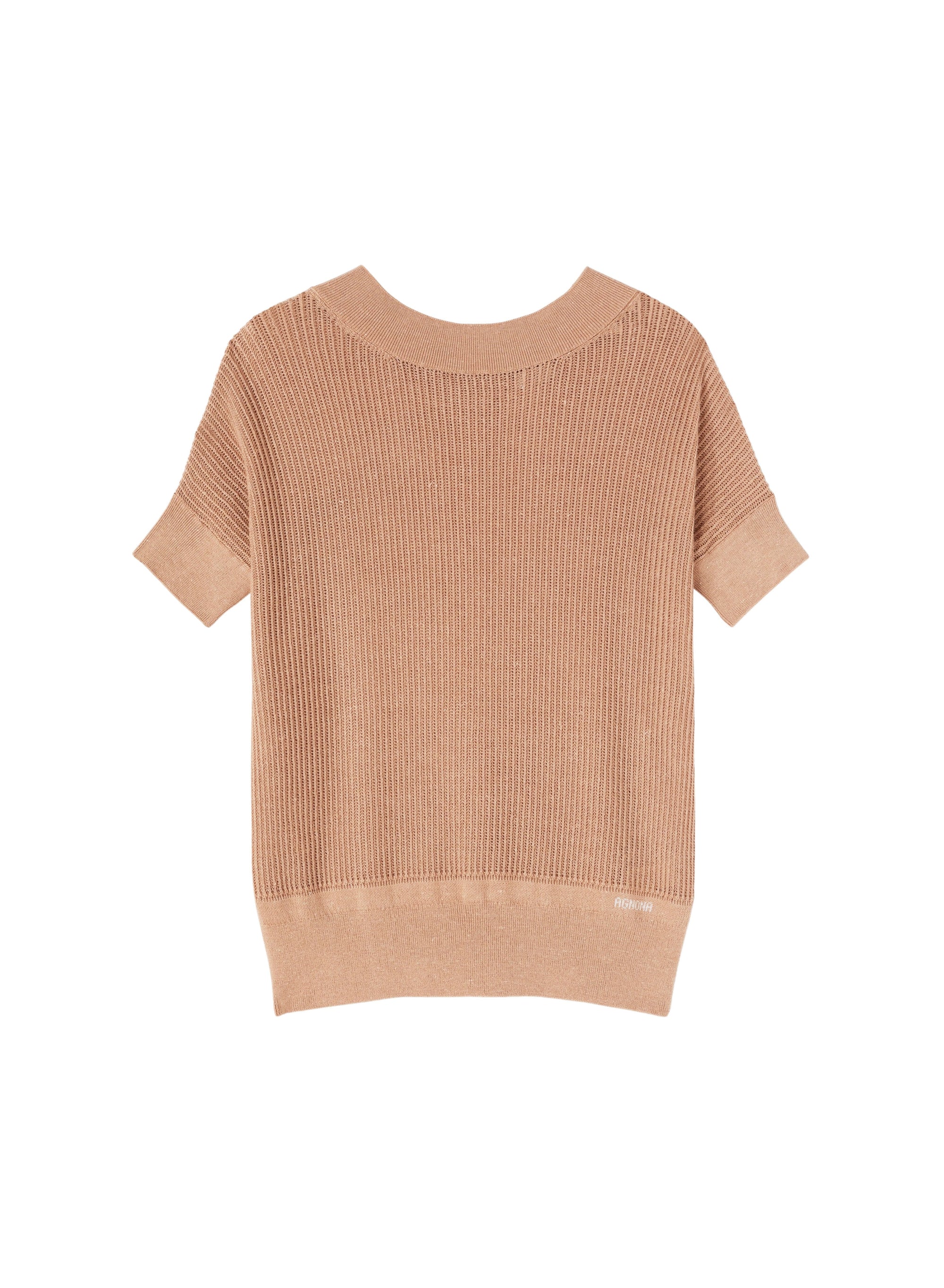 Antique_2QTY // Pull côtelé à manches courtes en laine et soie - Antique