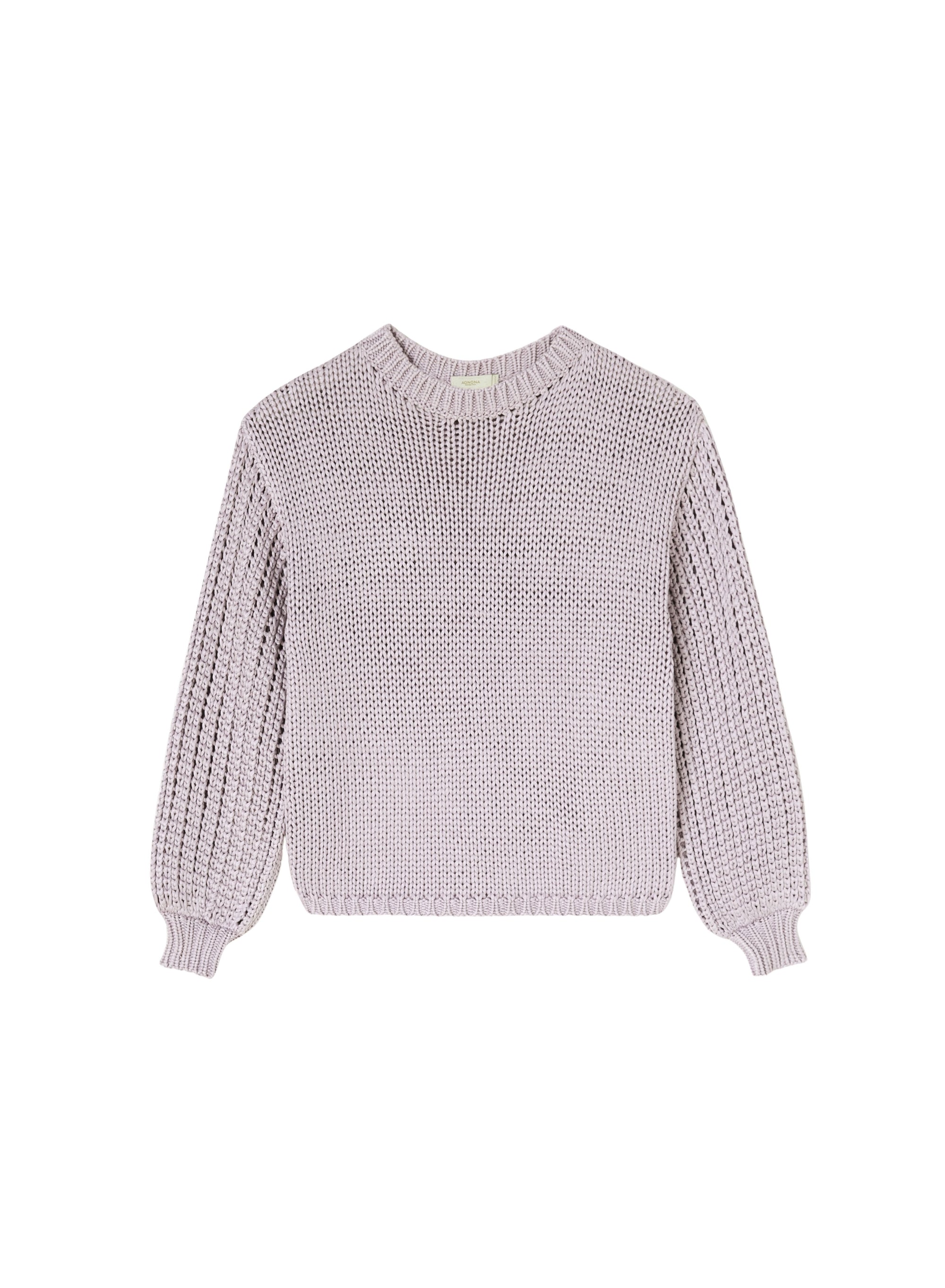 Malva_1QTY // Pull à manches bouffantes ajourées en soie - Malva