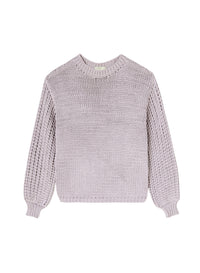 Pull à manches bouffantes ajourées en soie - Malva