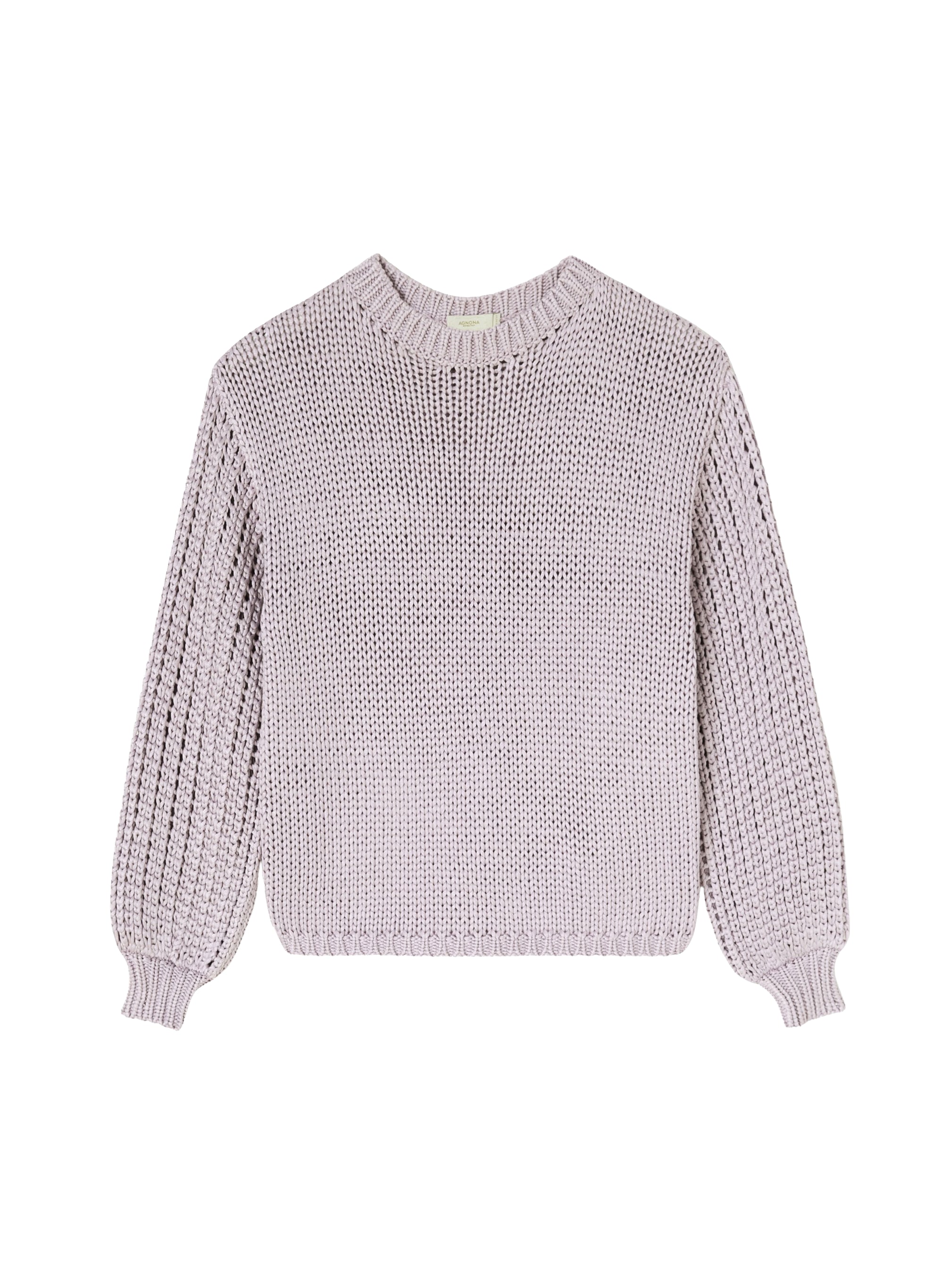 Pull à manches bouffantes ajourées en soie - Malva