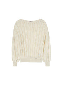 White_1QTY // Pull à motif torsadé et ajouré en laine - White