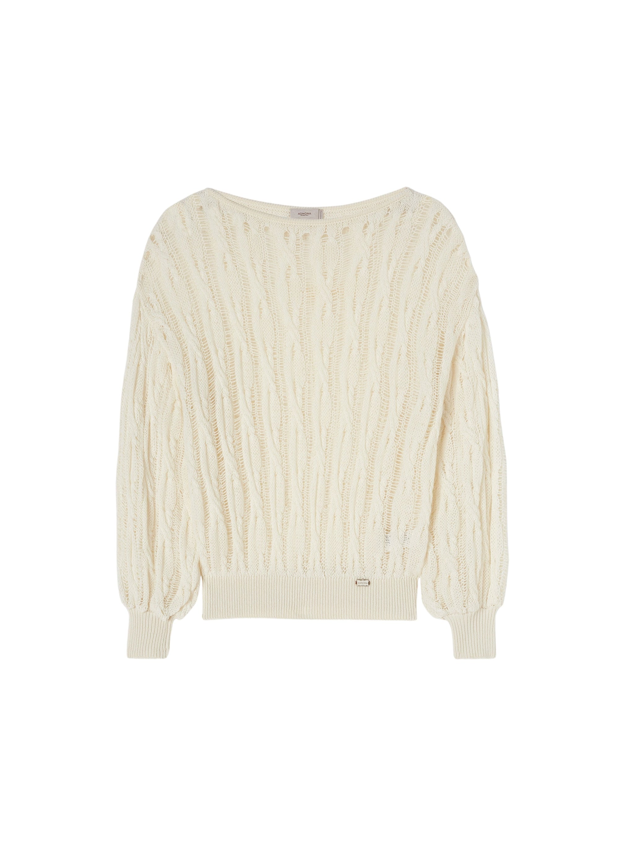 White_1QTY // Pull à motif torsadé et ajouré en laine - White