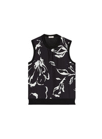 Black_5QTY // Blouse sans manches à motif fleuri en soie - Black