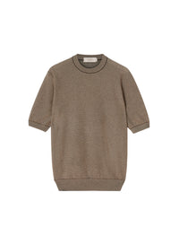 Black, Linen & Stone_2QTY // Pull texturé à manches courtes en soie - Black, Linen & Stone