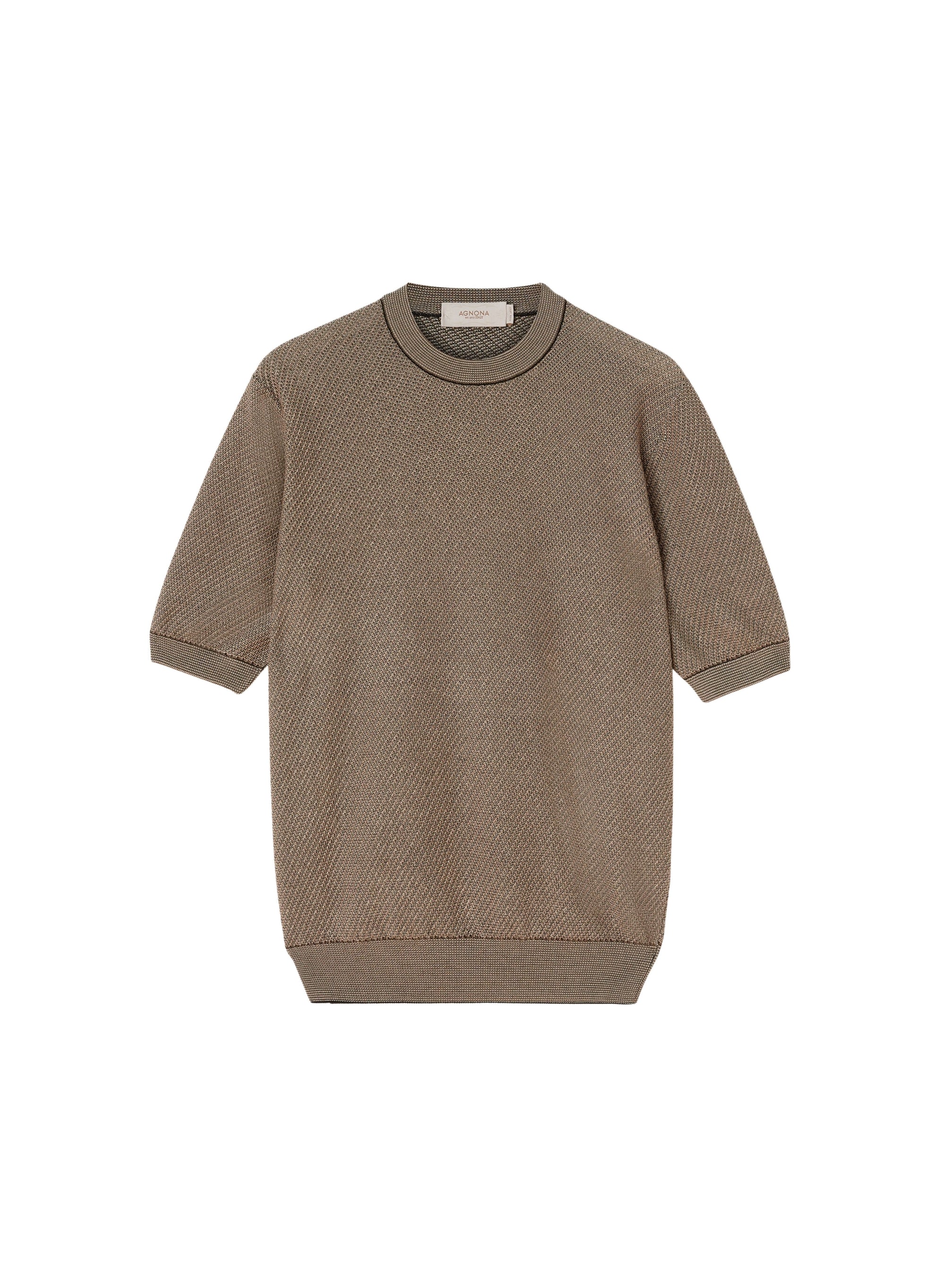 Black, Linen & Stone_2QTY // Pull texturé à manches courtes en soie - Black, Linen & Stone