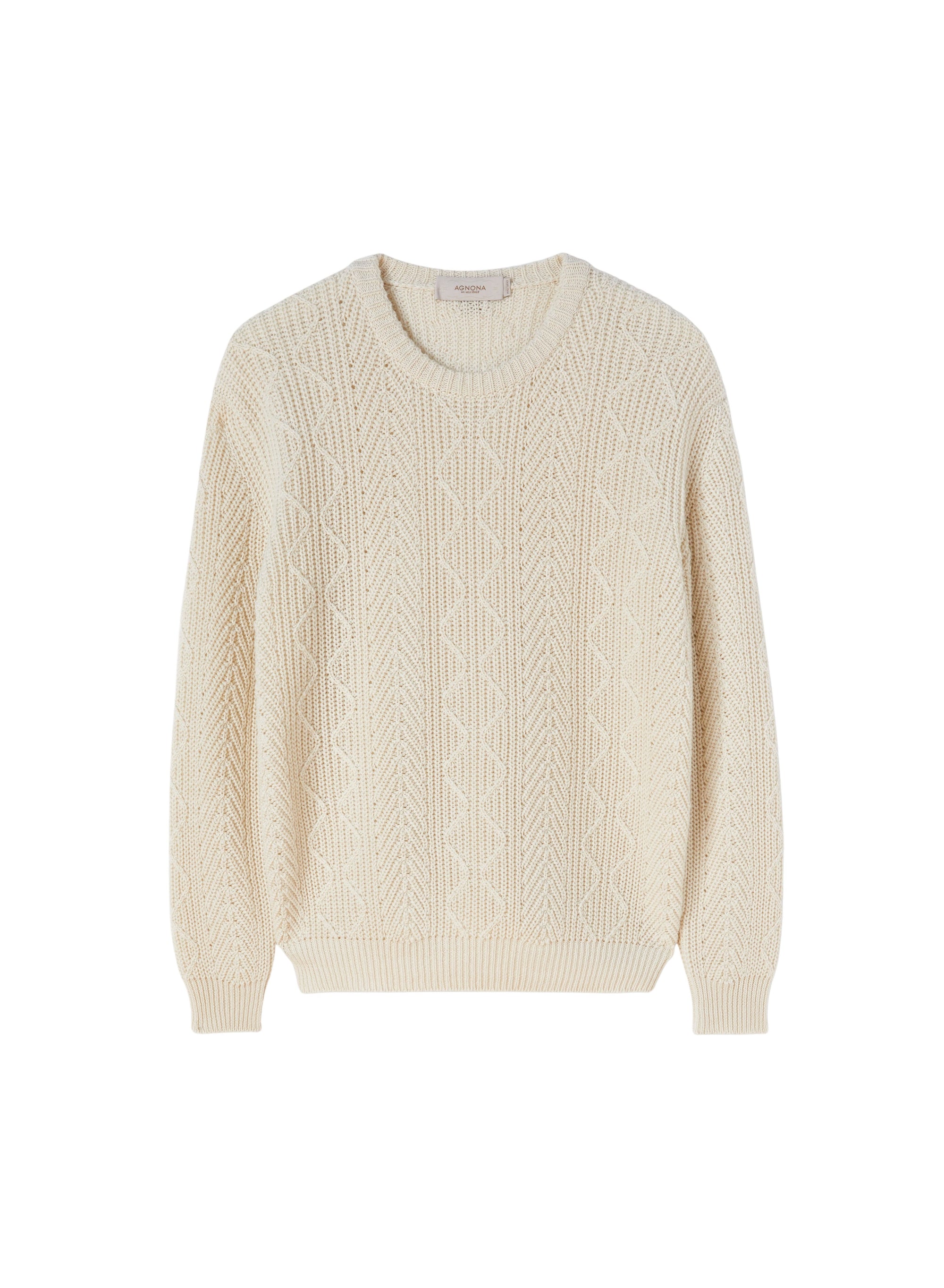 Chalk_1QTY // Pull à losanges ajourés et côtes verticales en lin - Chalk