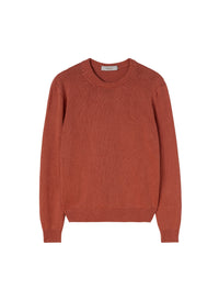 Coral_2QTY // Pull col rond à finitions côtelées en lin - Coral