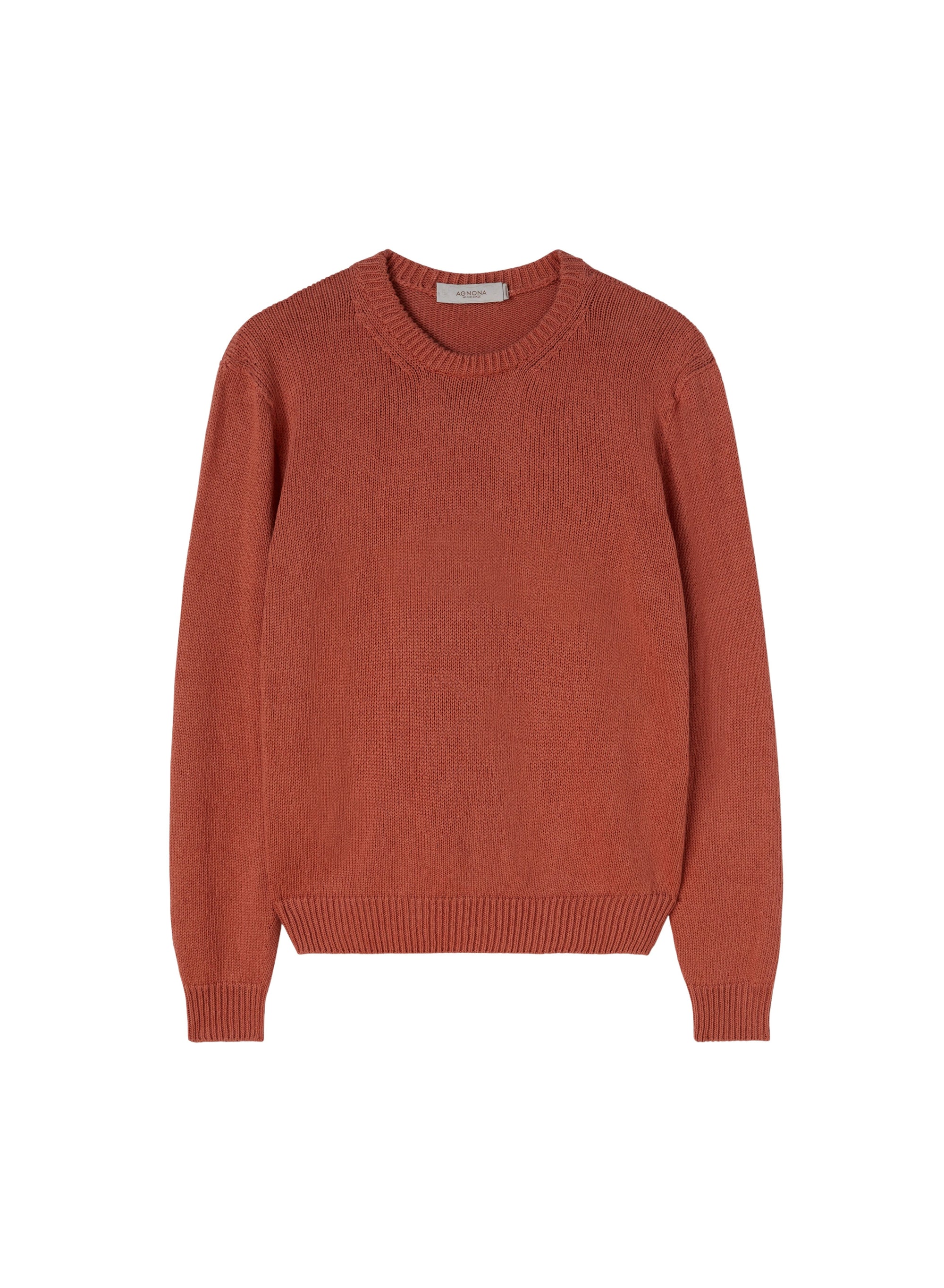 Coral_2QTY // Pull col rond à finitions côtelées en lin - Coral