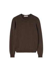 Atom_1QTY // Pull col rond à finitions côtelées en lin - Atom