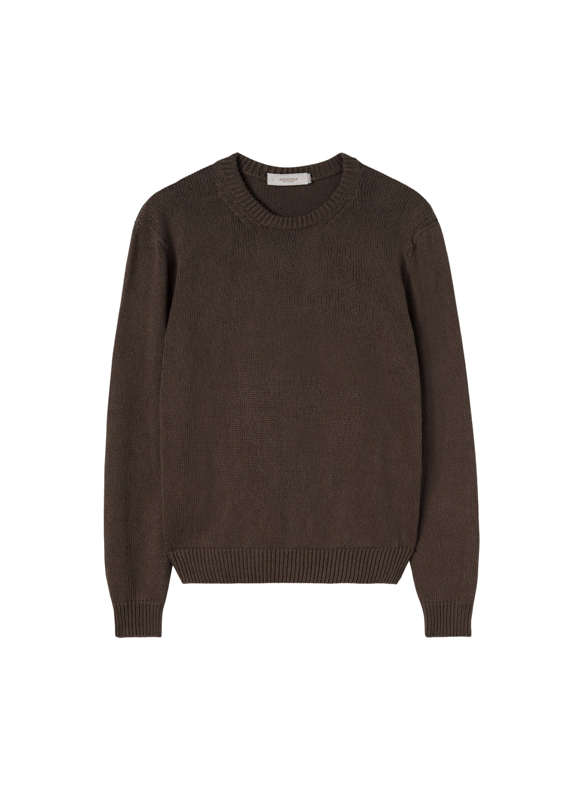 Atom_1QTY // Pull col rond à finitions côtelées en lin - Atom