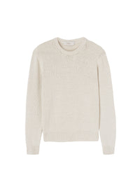 Chalk_2QTY // Pull col rond à finitions côtelées en lin - Chalk