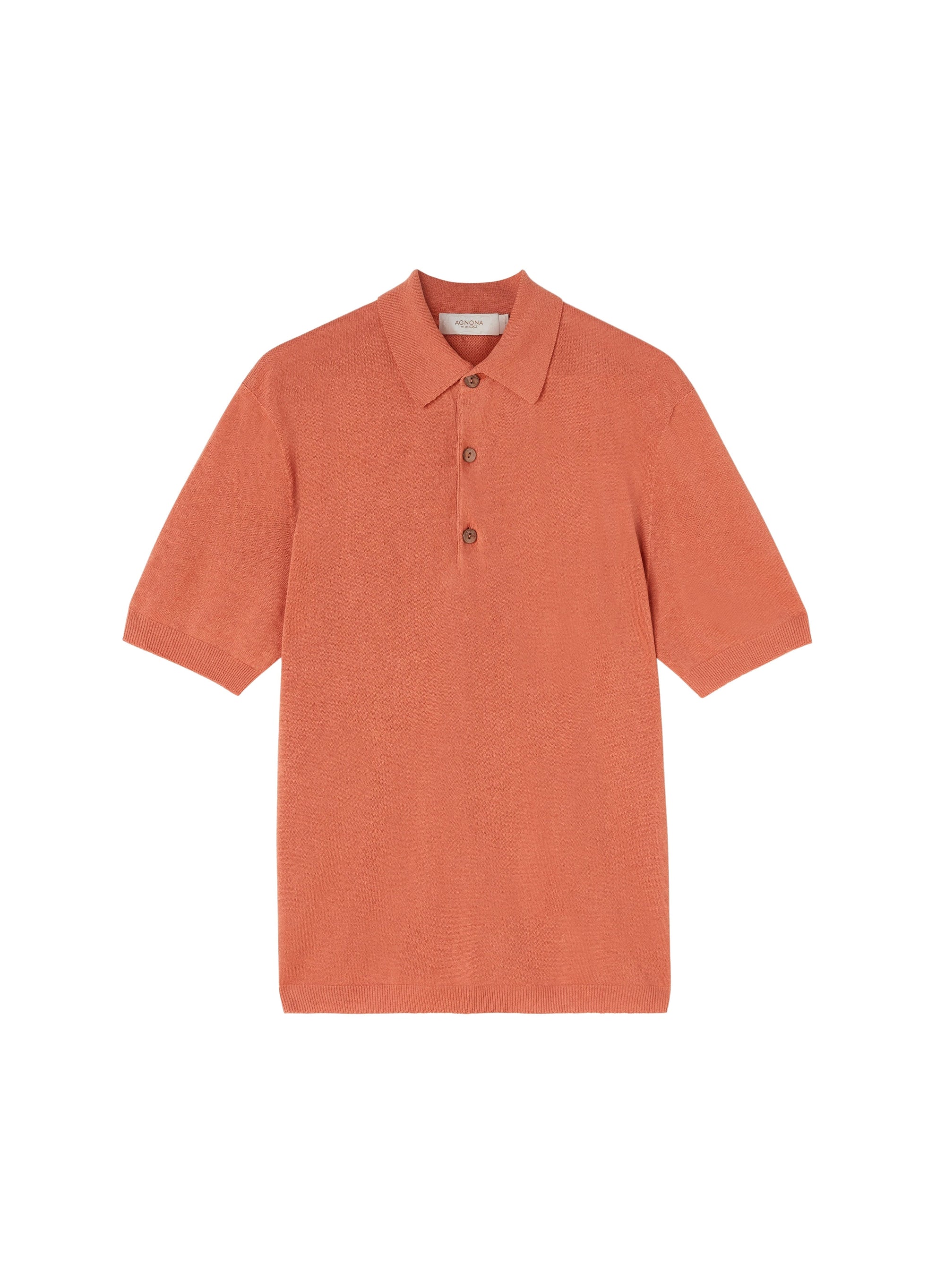 Coral_5QTY // Polo à patte de boutonnage en lin - Coral