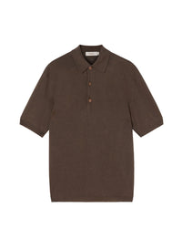Polo shirt with button placket in linen - Atom