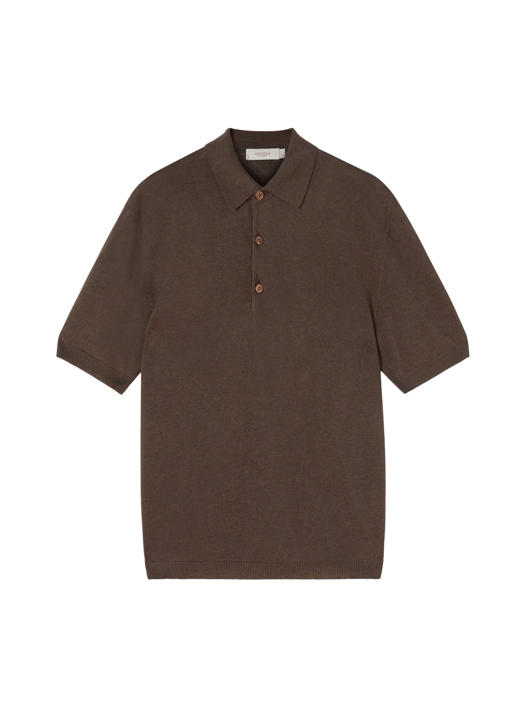 Polo shirt with button placket in linen - Atom