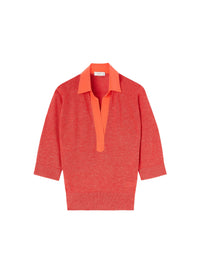 Romeo_3QTY // Polo à maille ajourée col en laine et soie - Romeo