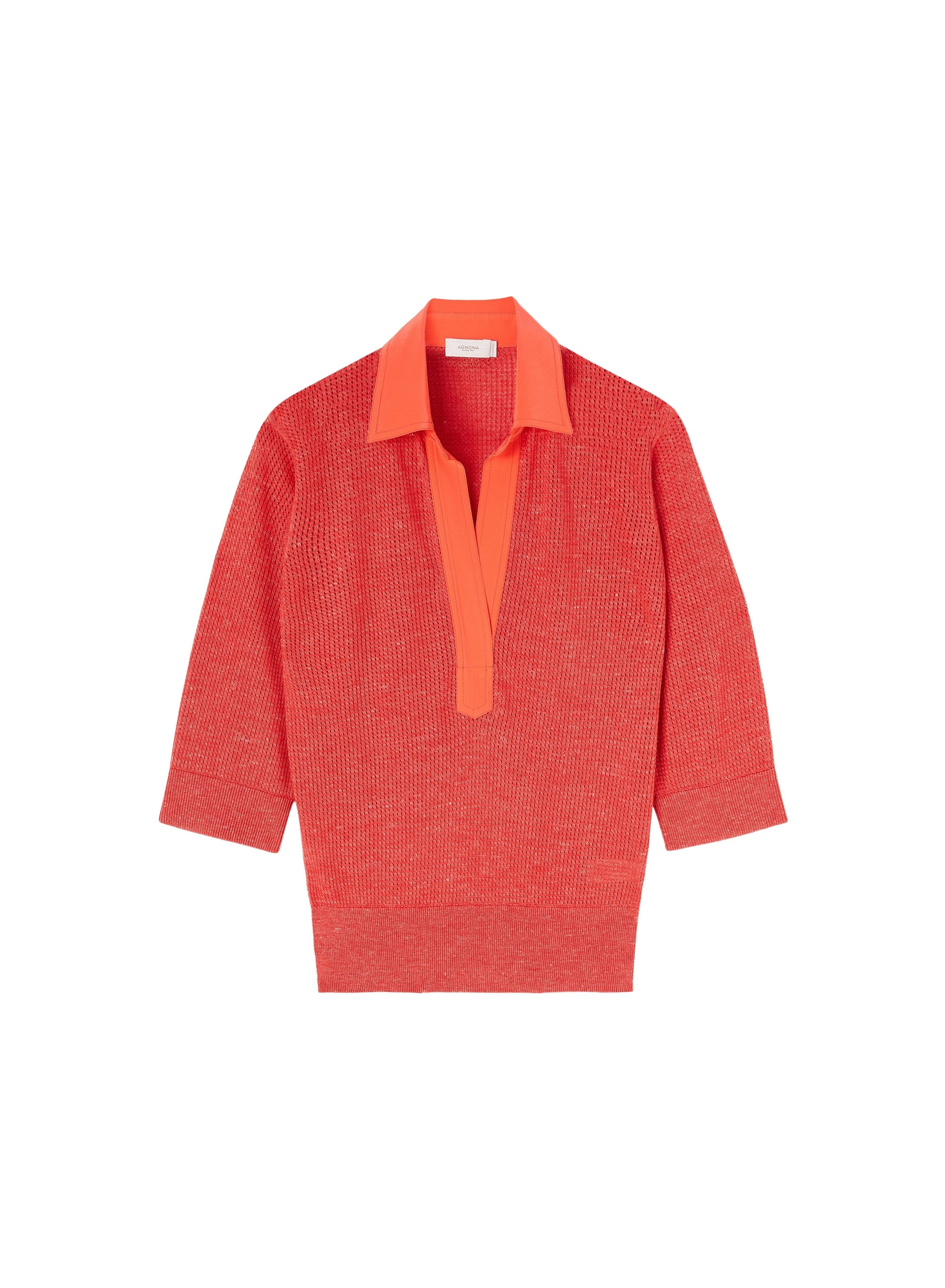 Romeo_3QTY // Polo à maille ajourée col en laine et soie - Romeo