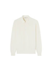 White_5QTY // Polo texturé à manches longues en soie - White