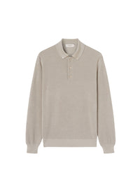 Stone_1QTY // Polo texturé à manches longues en soie - Stone
