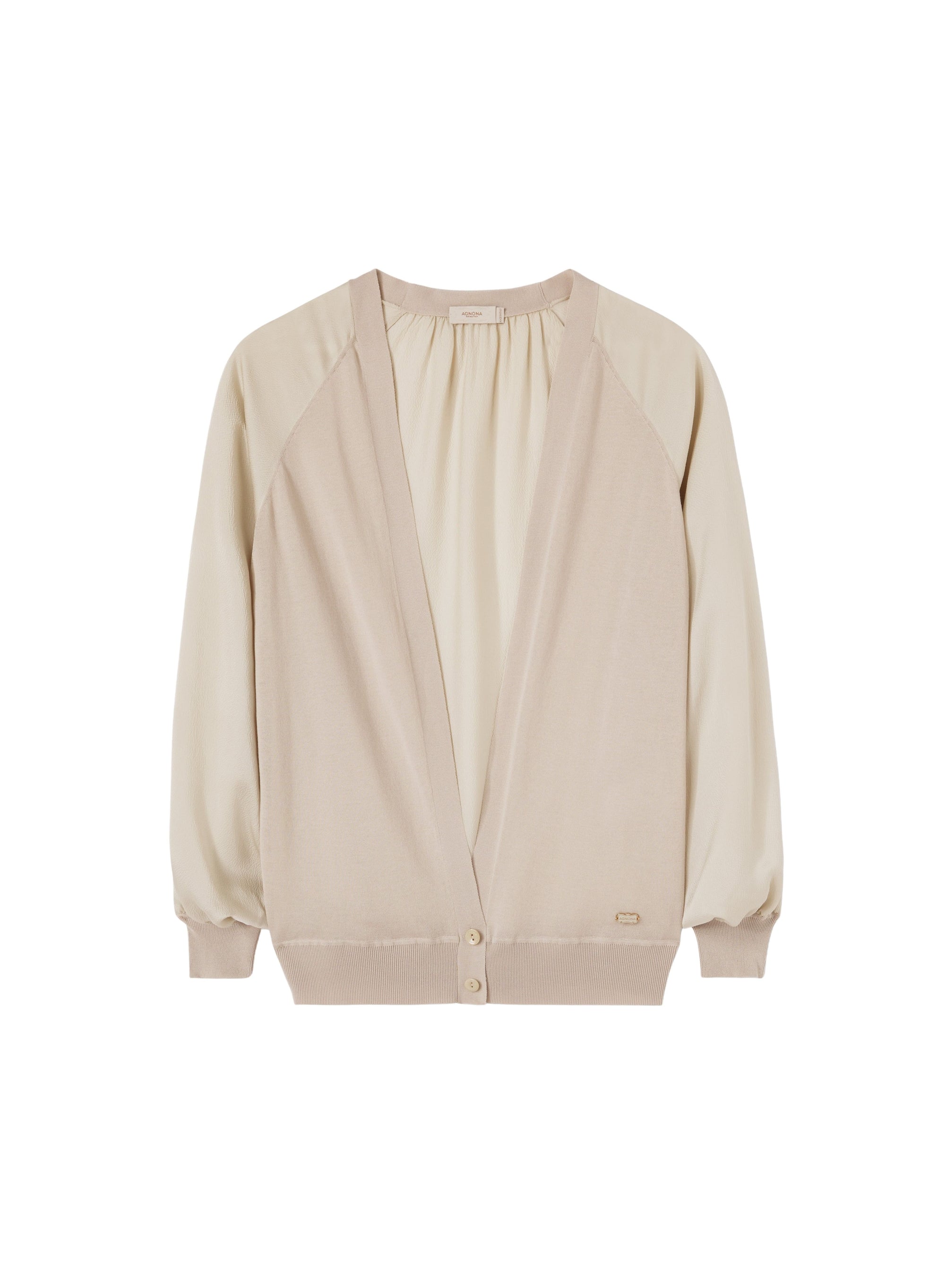 Sand_1QTY // Cardigan ample à manches raglan en soie - Sand