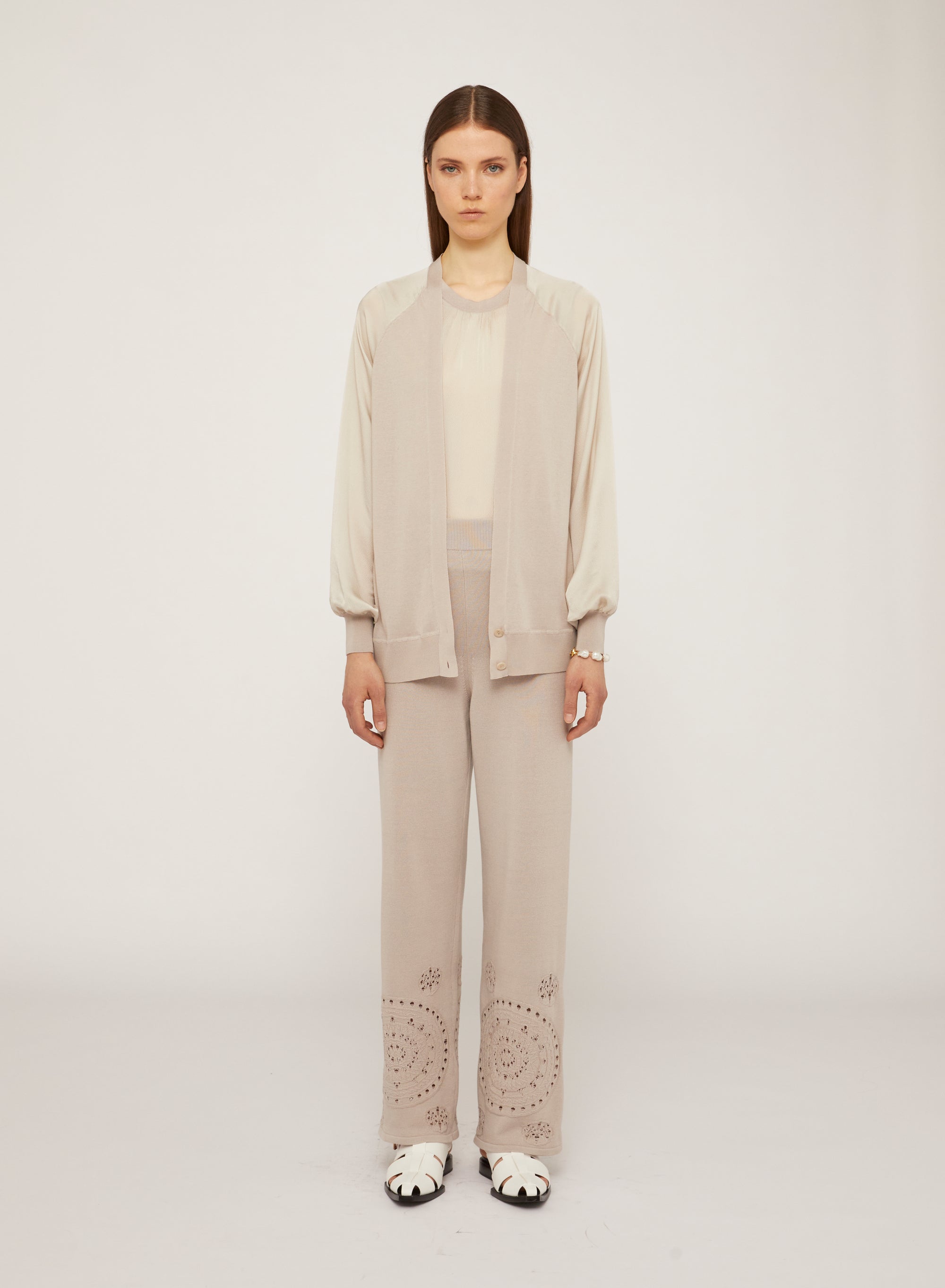 Sand_1QTY // Cardigan ample à manches raglan en soie - Sand