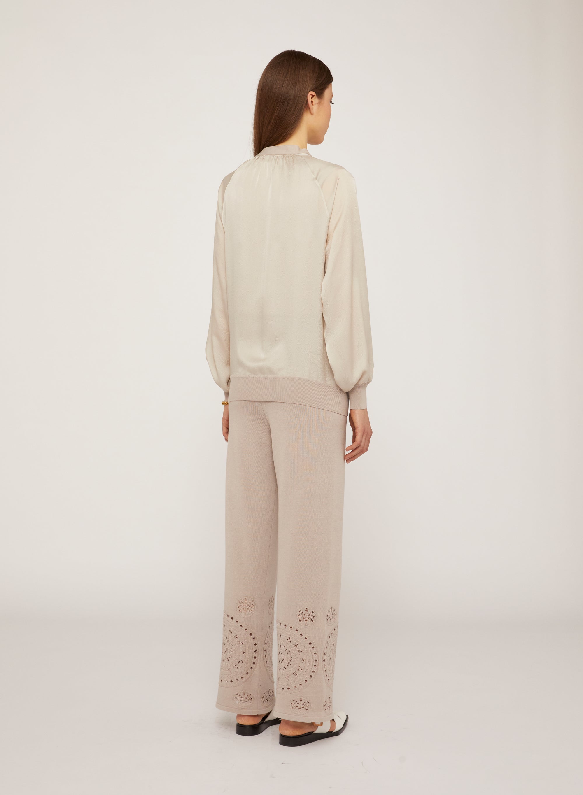 Sand_1QTY // Cardigan ample à manches raglan en soie - Sand