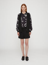 Black_1QTY // Cardigan à motif fleuri en soie - Black