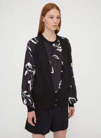 Black_1QTY // Cardigan à motif fleuri en soie - Black