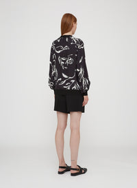 Black_1QTY // Cardigan à motif fleuri en soie - Black