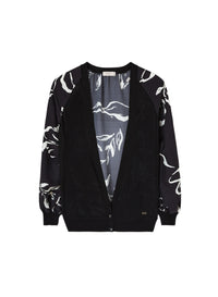 Black_1QTY // Cardigan à motif fleuri en soie - Black